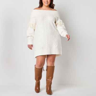 Frye and Co. Womens Plus Long Sleeve Sweater Dress