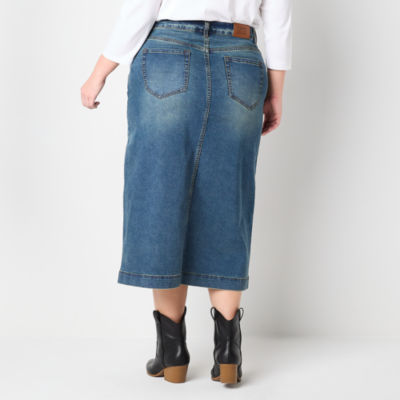 Frye and Co. Womens Mid Rise Long Denim Skirt-Plus