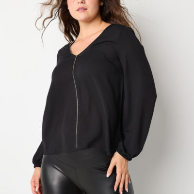 Bold Elements Womens V Neck Long Sleeve Blouse