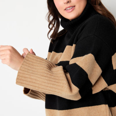 Stylus Plus Womens Turtleneck Long Sleeve Striped Pullover Sweater