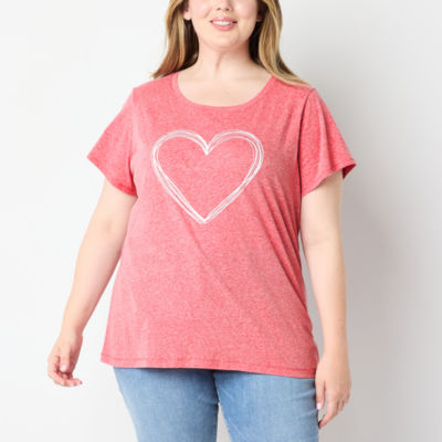 St. John's Bay Womens Plus Crew Neck Short Sleeve T-Shirt