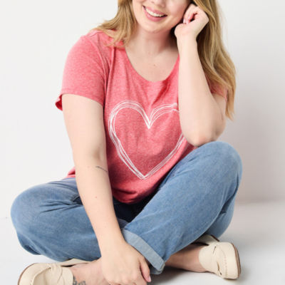 St. John's Bay Womens Plus Crew Neck Short Sleeve T-Shirt