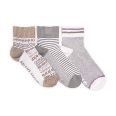 MUK LUKS Women's 3 Pair Pack Quarter Crew Compression Socks