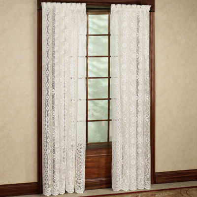 Sweet Home Collection Hopewell Old World Style Floral Lace Rod Pocket Sheer Single Curtain Panel