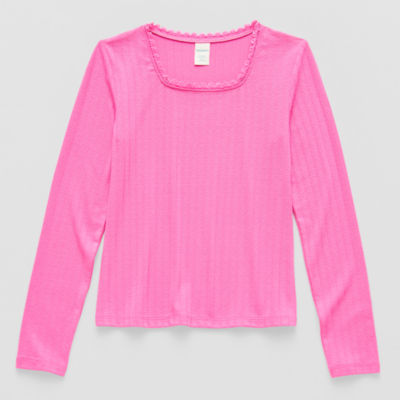 Thereabouts Little & Big Kid Girls Square Neck Long Sleeve T-Shirt