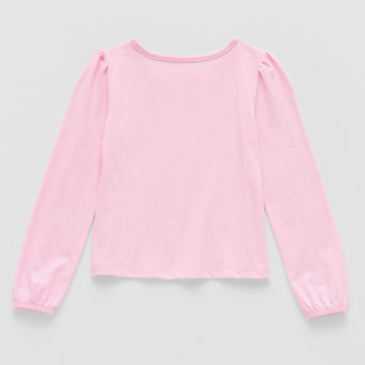 Thereabouts Little Girls Round Neck Long Sleeve Regular Fit Graphic T-Shirt