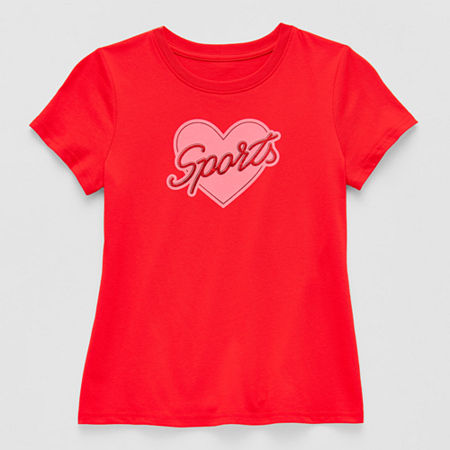 Xersion Little & Big Kid Girls Crew Neck Short Sleeve Regular Fit Graphic T-shirt In Red