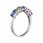 Personalized Simulated Birthstones Engravable Side Stone Ring