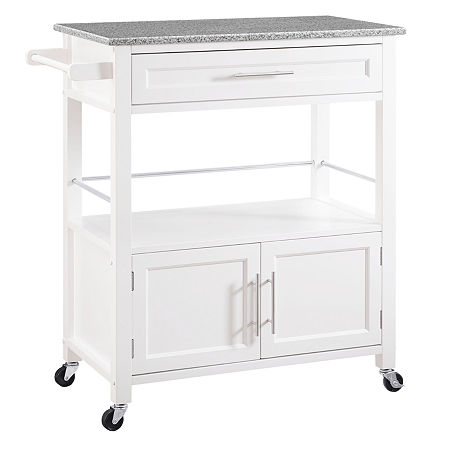 Cameron Granite-Top Kitchen Cart, One Size, White