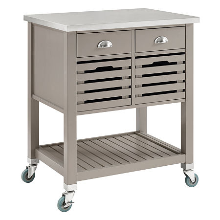 Robbin Stainless Steel-Top Kitchen Cart, One Size, Gray