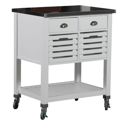 Robbin Stainless SteelTop Kitchen Cart, Color White JCPenney