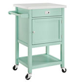 Brantley Granite Top Rolling Kitchen Cart with Towel Rack, Color: White -  JCPenney