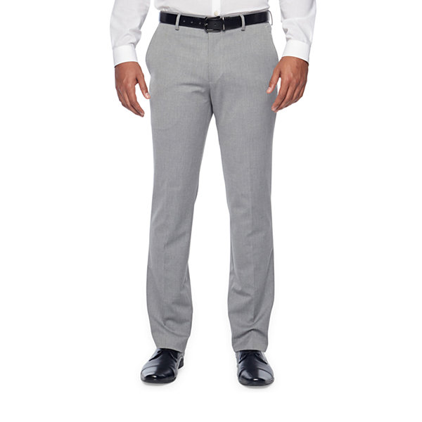 JF J.Ferrar 360 Stretch Light Gray Texture Mens Super Slim Fit Suit Pants