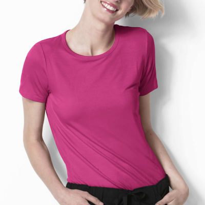 Wink® Knits And Layers Silky Knit Womens Crew Neck Short Sleeve Tag Free Scrub Top