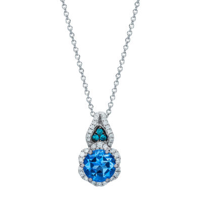 Le Vian® Grand Sample Sale™ Pendant featuring Ocean Blue Topaz™ Blue Diamonds 1/6 CTTW Vanilla Diamonds® set in 14K Vanilla Gold®