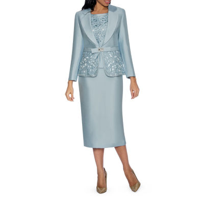 Le Suit 2-pc. Knee Length Skirt Suit, Color: Grey - JCPenney