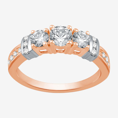 1 CT.T.W. Natural Diamond 14K Rose Gold 3-Stone Ring