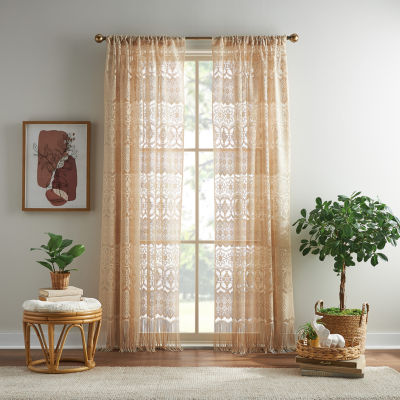 CHF Boho Lace LightFiltering Rod Pocket Single Curtain Panel JCPenney