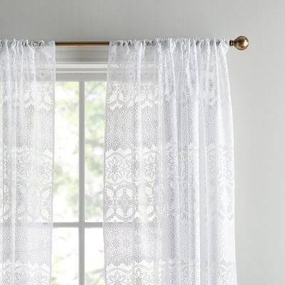 CHF Boho Lace Rod Pocket Light-Filtering Single Curtain Panel