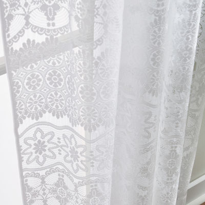 CHF Boho Lace Rod Pocket Light-Filtering Single Curtain Panel