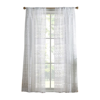 CHF Boho Lace Rod Pocket Light-Filtering Single Curtain Panel