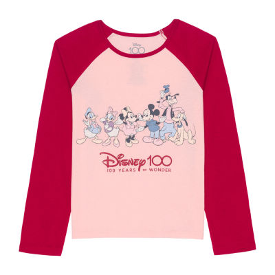 Disney Collection Disney 100 Little & Big Girls Crew Neck Long Sleeve  Minnie Mouse Fleece Sweatshirt, Color: Coral - JCPenney