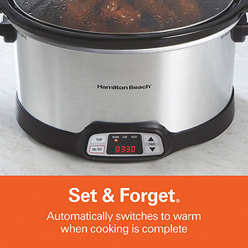 Hamilton Beach 6 Quart Programmable Slow Cooker With Flexible Easy  Programming, 5 Cooking Times, Air Fry Lid with 4 Settings, Dishwasher-Safe  Crock