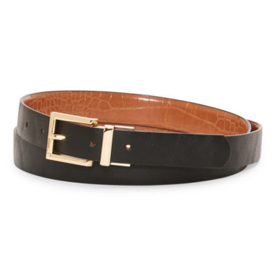 Liz Claiborne Plus Womens Belt, Color Cognac Croco Black JCPenney