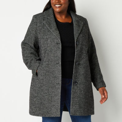 Liz Claiborne Womens Plus Midweight Wool Coat