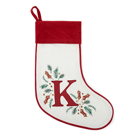 North Pole Trading Co . Very Merry Monogram Christmas Stocking In Red