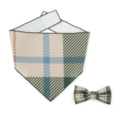 Paw & Tail Large Dog Plaid Bandana Bowtie Set