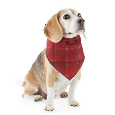 Paw & Tail Dog Red Plaid Bandana Bow Set