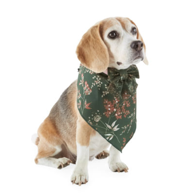 Paw & Tail Lrg Floral Bandanna Bow Set Dog Bandana