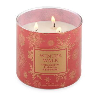 Distant Lands 14 Oz 3 Wick Winter Walk Scented Jar Candle, Color Red