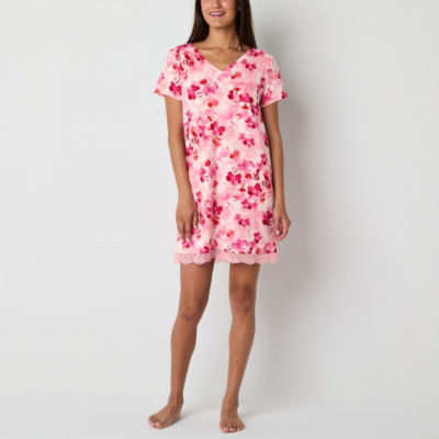 Ambrielle Womens V Neck Short Sleeve Nightshirt