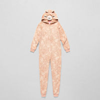 Little & Big Girls Long Sleeve One Piece Pajama, Medium (10-12), Brown
