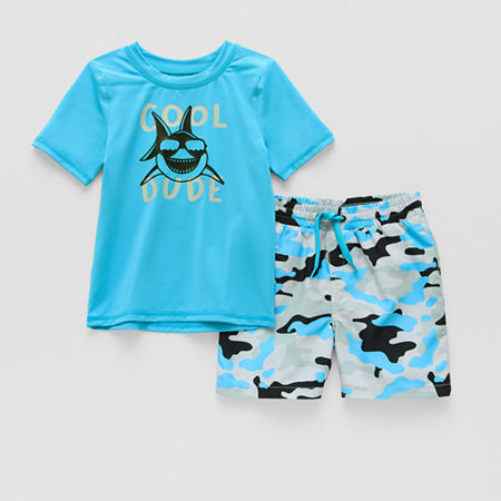 Okie Dokie Boys Camouflage Rash Guard Set, 5t, Blue