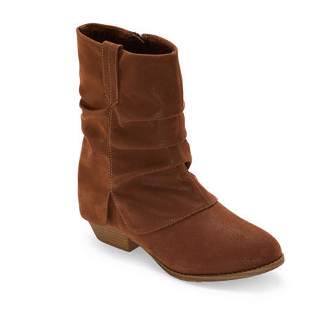 Thereabouts Little & Big Girls Sloan Flat Heel Slouch Boots, 13 Medium, Brown