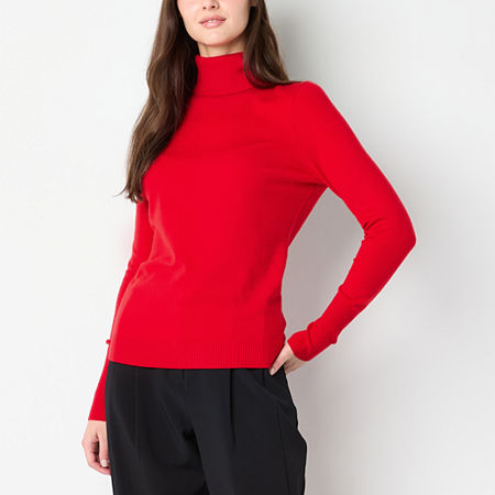 Worthington Womens Turtleneck Long Sleeve Pullover Sweater, Petite Xx-large, Red