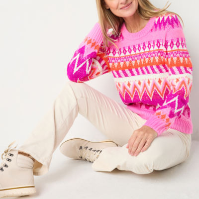 St. John's Bay Womens Crew Neck Long Sleeve Pullover Sweater