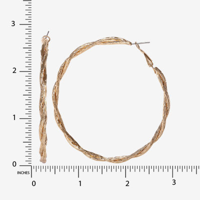 JS Jessica Simpson Gold Tone Womens 77.1mm Hoop Earrings