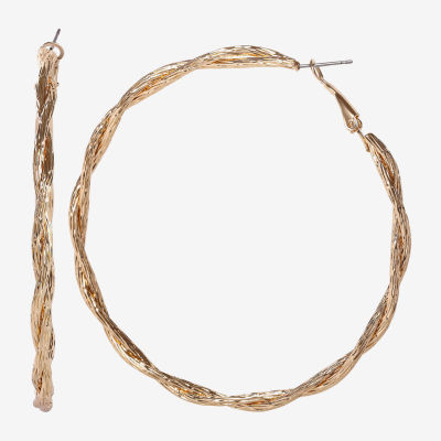 JS Jessica Simpson Gold Tone Womens 77.1mm Hoop Earrings