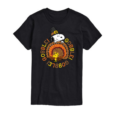 Juniors Snoopy And Woodstock Gobble Tee Womens Crew Neck Short Sleeve Peanuts Graphic T-Shirt