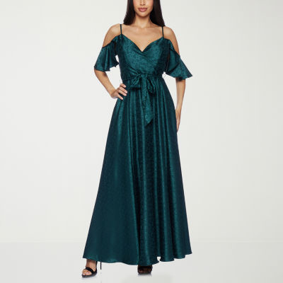 Premier Amour Cold Shoulder Womens Elbow Sleeve Evening Gown