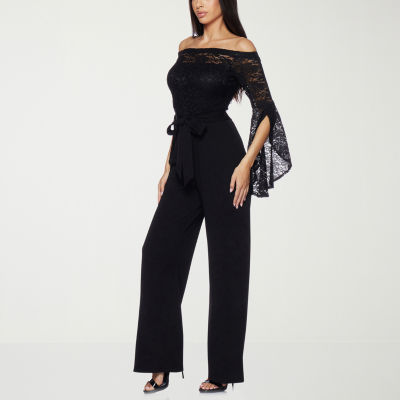 Premier Amour Off The Shoulder Womens 3/4 Sleeve Jumpsuit