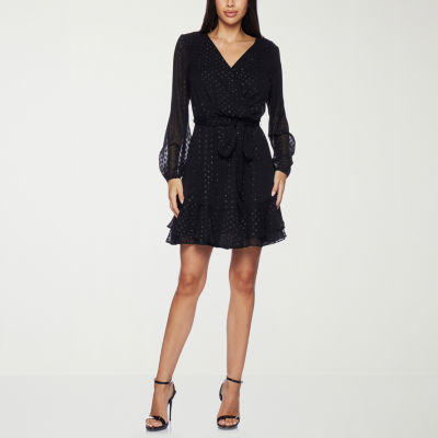 Premier Amour Womens Long Sleeve Fit + Flare Dress