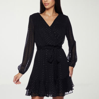 Premier Amour Womens Long Sleeve Fit + Flare Dress