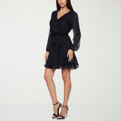 Premier Amour Womens Long Sleeve Fit + Flare Dress