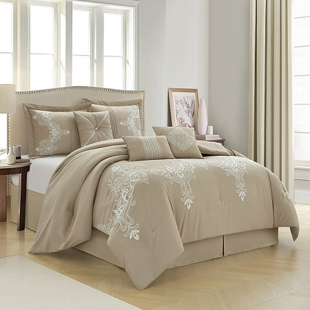 Stratford Park Vania 7pc Midweight Comforter Set, One Size, Beige