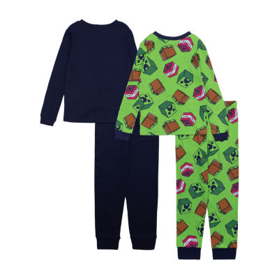 Big Kid Boys Minecraft Crew Neck Long Sleeve 4-pc. Pajama Sets